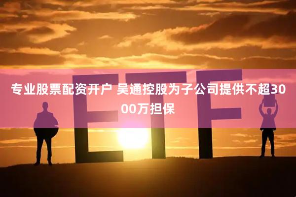 专业股票配资开户 吴通控股为子公司提供不超3000万担保